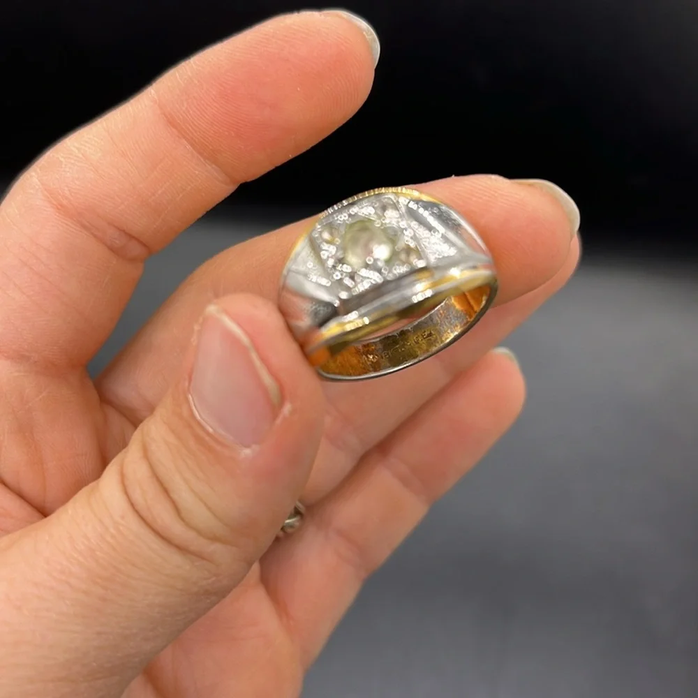 Art Deco 18 KT Gold Plated Faux Diamond Ring - US Size 10 Vintage